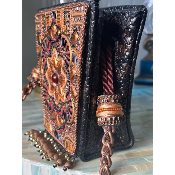 Handmade Beaded Mini Crossbody Bag Chain Strap Philippines Boho Chic Unique VTG - Picture 4 of 13